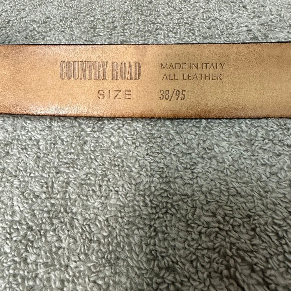 Country Road Mens Black Leather Belt Made in Italy Size 38 95 Silver Buckle